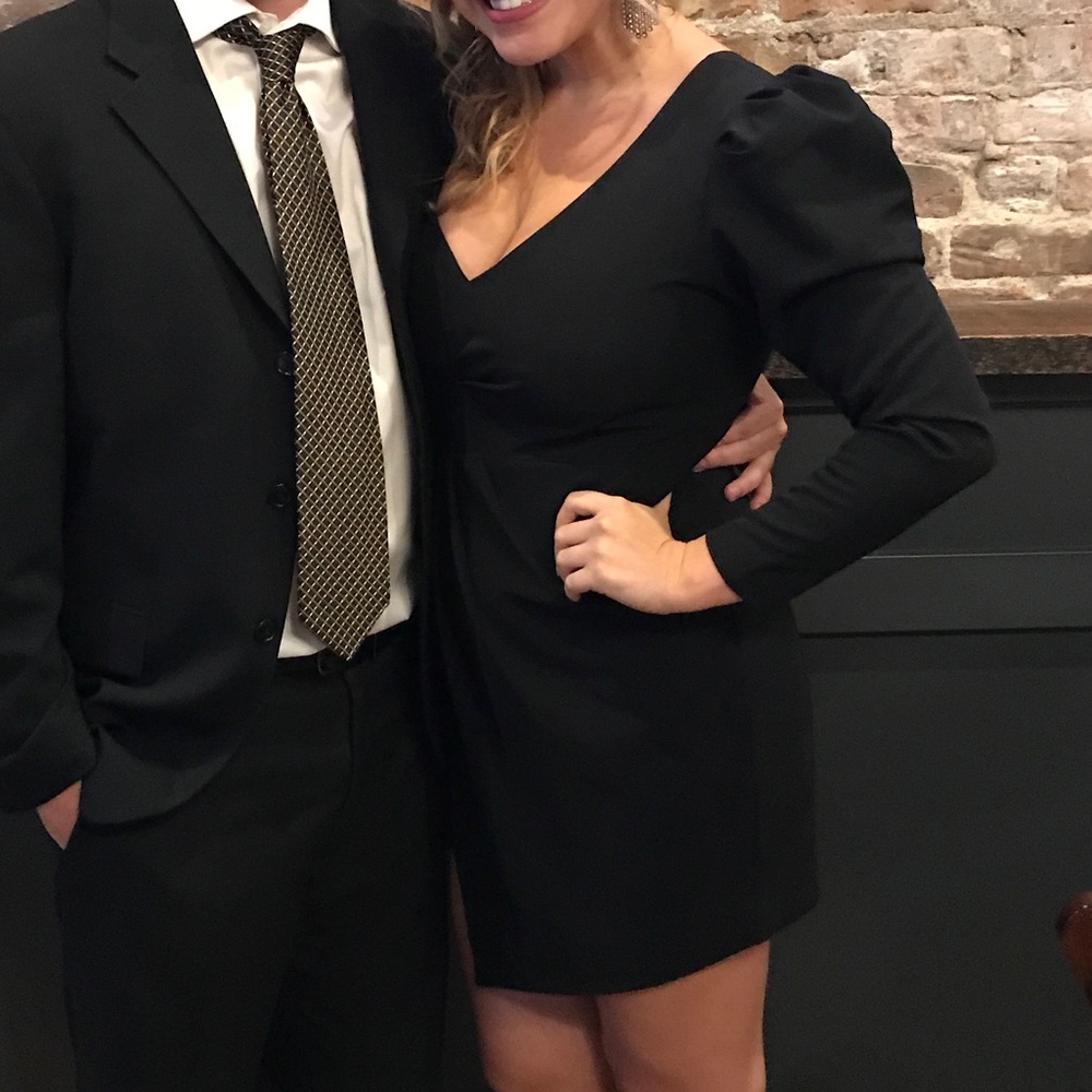 Black Asymmetrical One-Shoulder Mini Dress - Picture 6 of 6